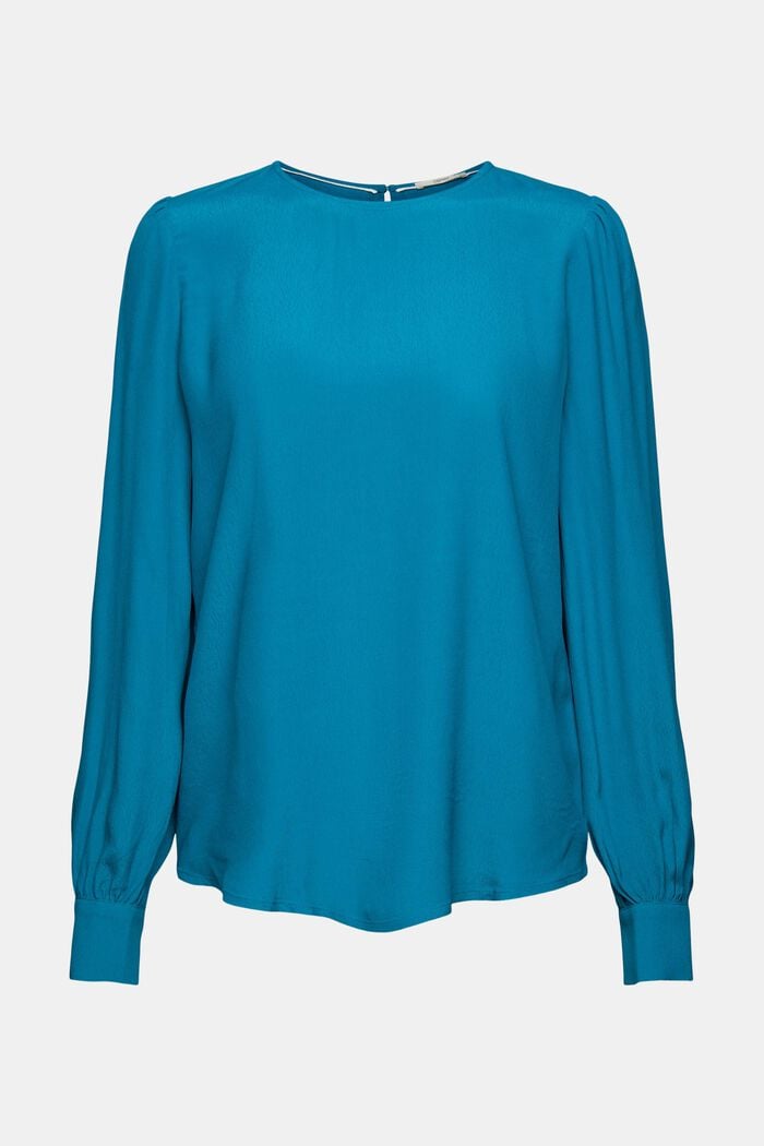 Plain blouse, TEAL BLUE, overview