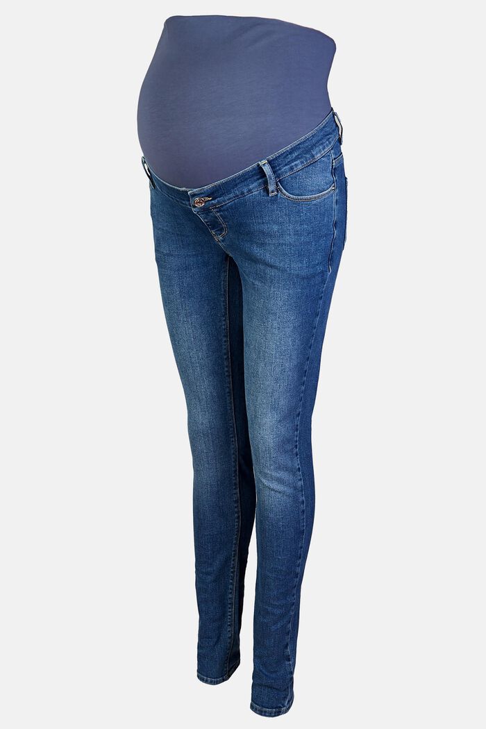 Stretch jeans with an over-bump waistband, BLUE MEDIUM WASHED, detail image number 0