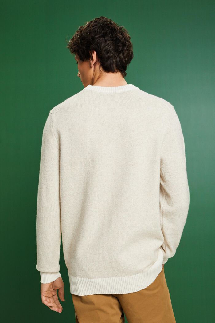 Wool Blend Crewneck Sweater, LIGHT BEIGE, detail image number 2