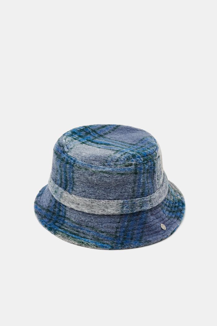 Brushed Plaid Bucket Hat, NAVY, detail image number 0