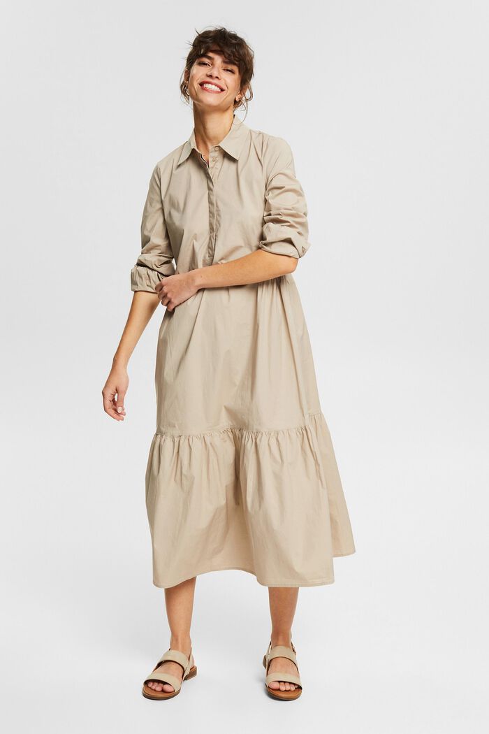 Maxi-length blouse dress, LIGHT TAUPE, overview