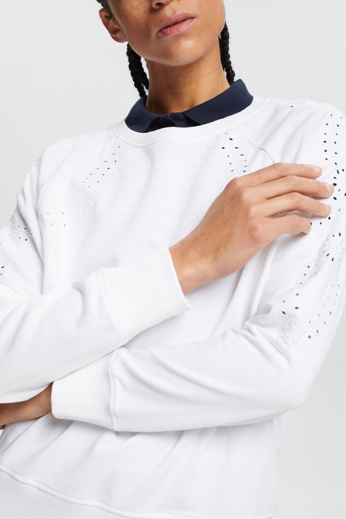 Sweatshirt with embroidery, WHITE, detail image number 2