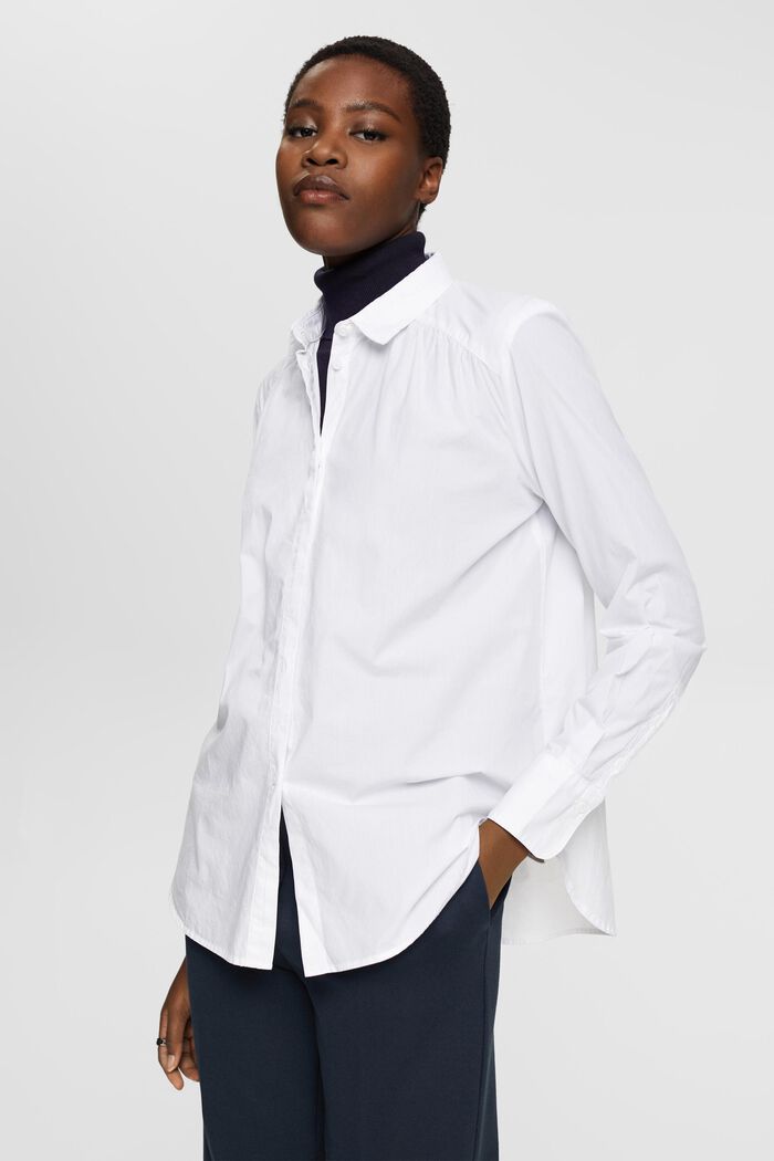 Shirt blouse, organic cotton, WHITE, detail image number 0