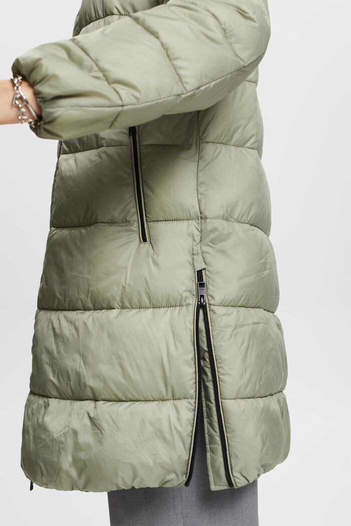 Recycled: puffer coat with a hood, DUSTY GREEN, detail image number 3