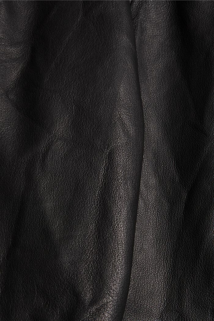 Made of leather: Tracksuit bottoms with drawstring, BLACK, detail image number 4