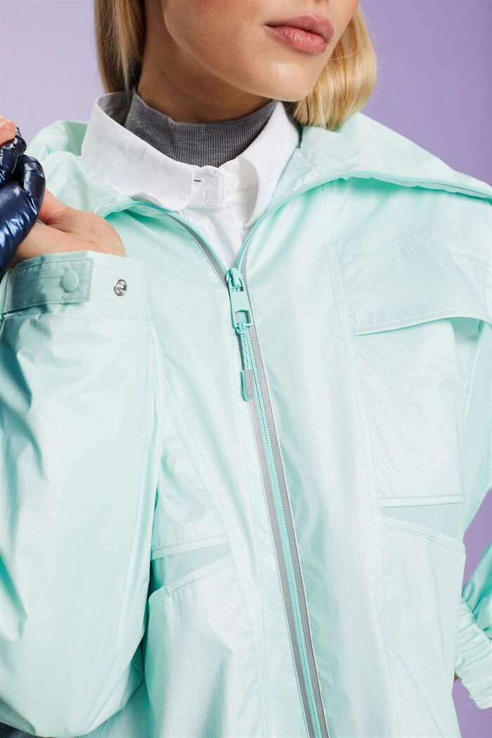 Stand-Up Collar Water-Resistant Jacket, LIGHT AQUA GREEN, detail image number 3