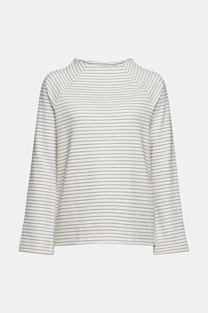 Long sleeve top with a 3D striped pattern, OFF WHITE, overview