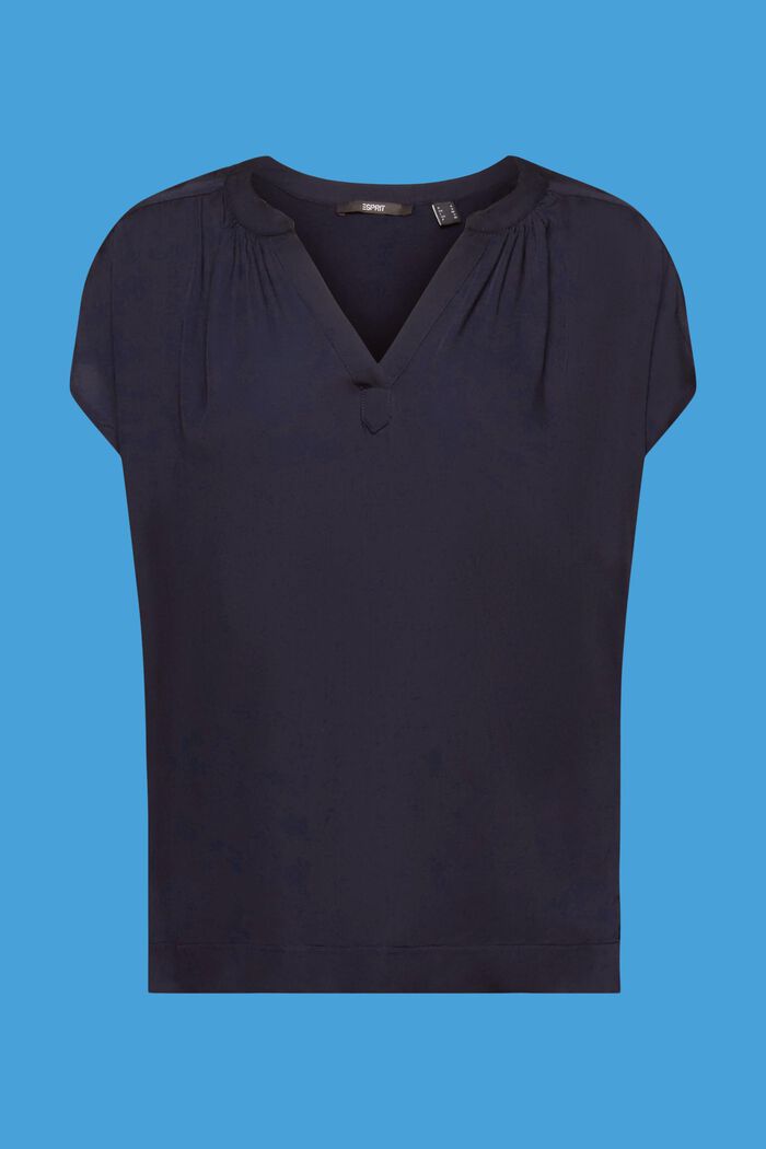 V-neck blouse, LENZING™ ECOVERO™, NAVY, detail image number 6