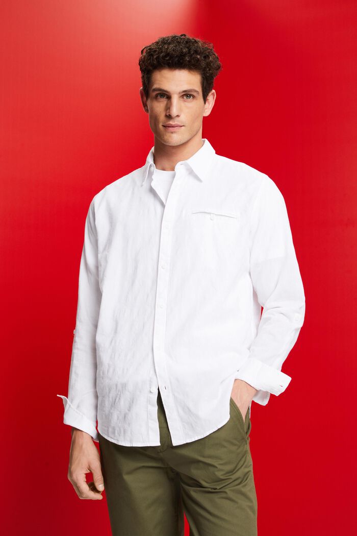 Structured cotton shirt, WHITE, detail image number 0