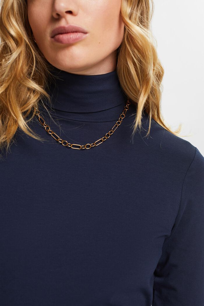 Roll Neck Long Sleeve Top, NAVY, detail image number 3