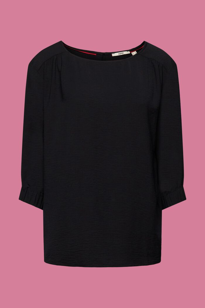 Crepe blouse with elasticated sleeve cuffs, BLACK, detail image number 6