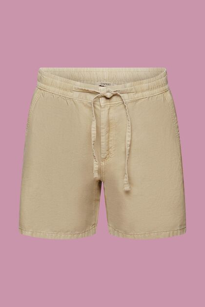 Smocked-Waist Twill Shorts