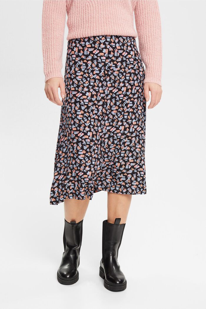 Patterned midi skirt, NEW BLACK, detail image number 0