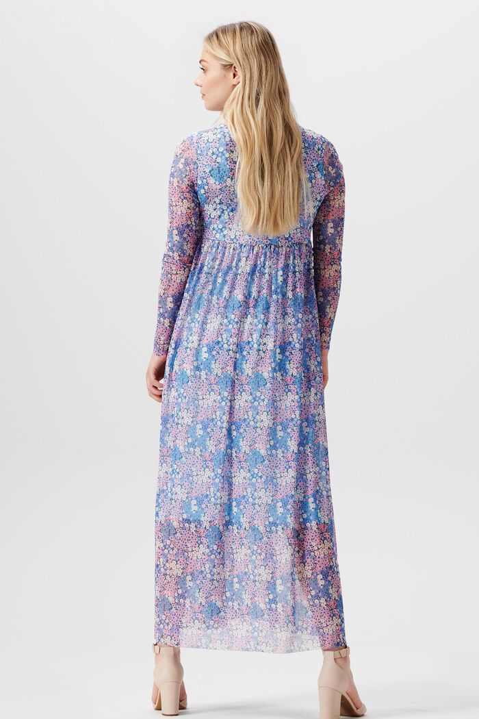 Mesh maxi dress with floral all-over print, LIGHT BLUE, detail image number 1