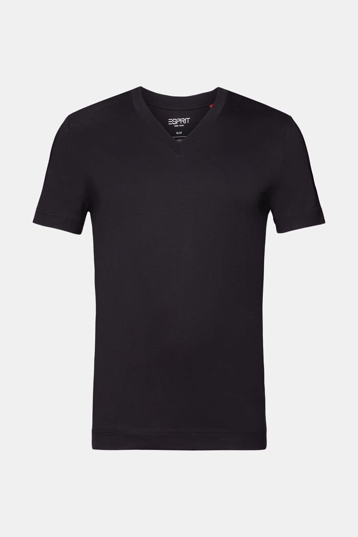 Jersey V-neck t-shirt, 100% cotton, BLACK, detail image number 6