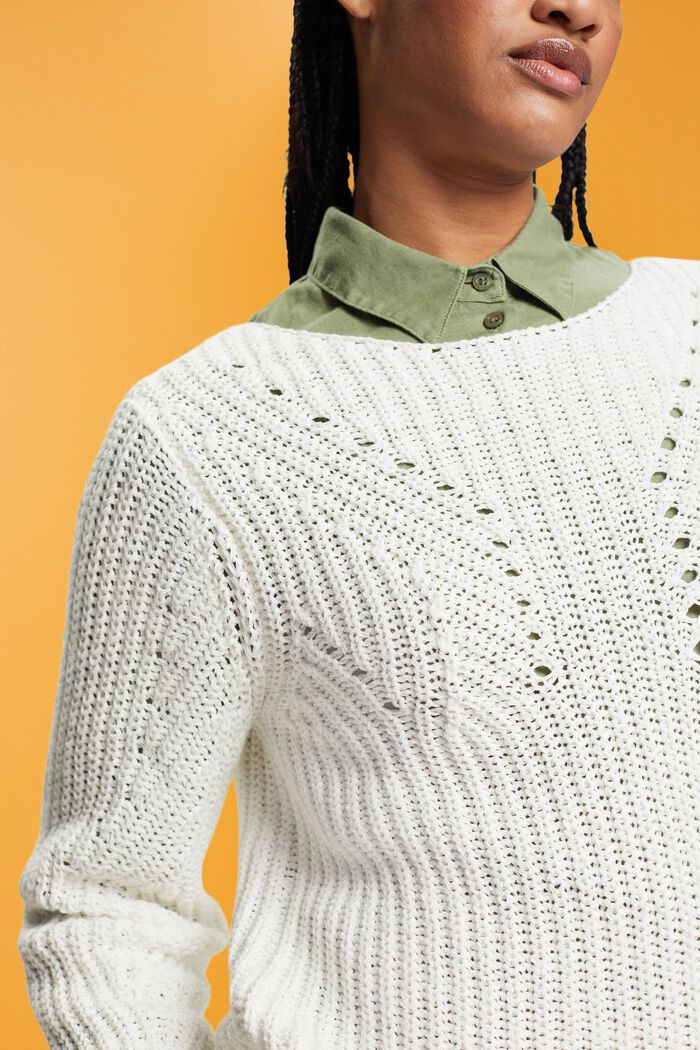 Open-Knit Sweater, OFF WHITE, detail image number 2