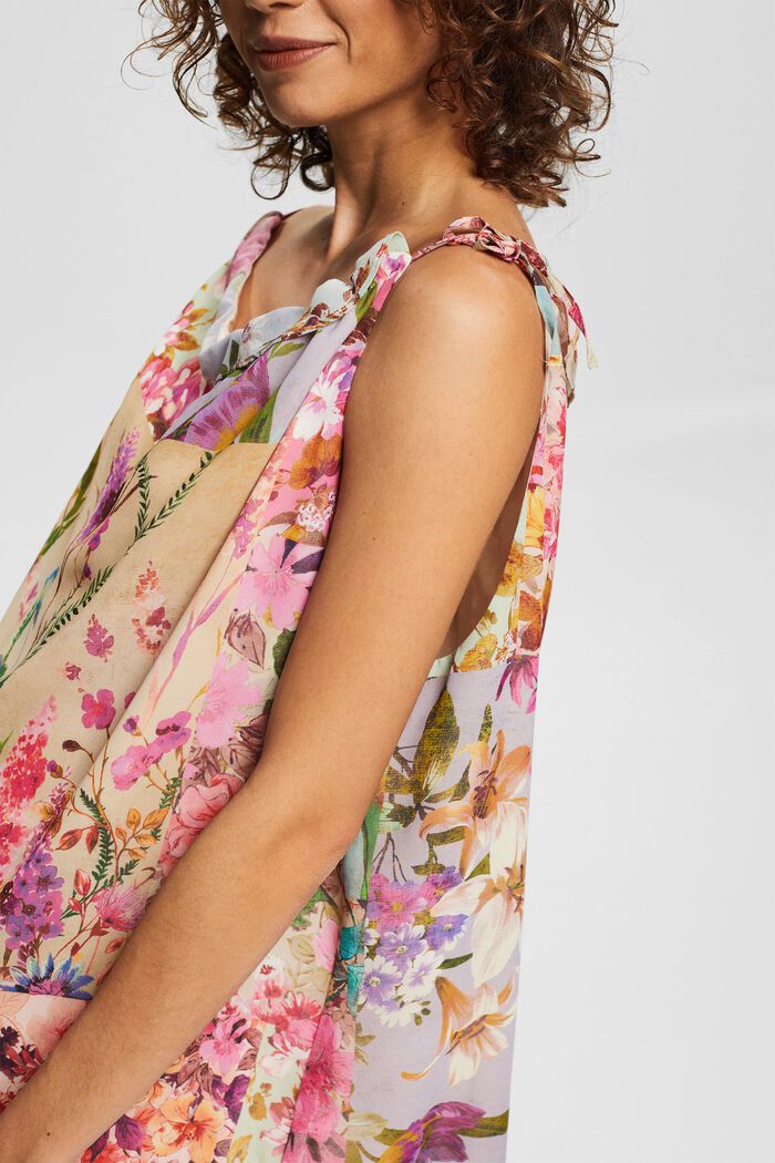 Made of recycled material: floral chiffon top, PINK FUCHSIA, detail image number 2
