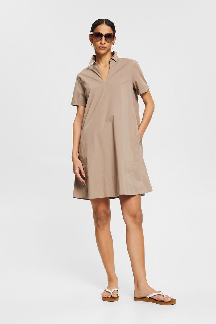 Shirt dress made of stretch cotton, TAUPE, detail image number 1