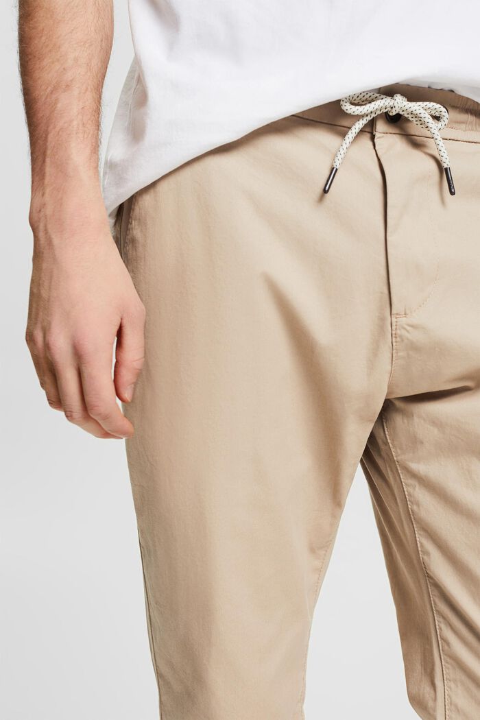 Lightweight chinos with drawstring ties, LIGHT BEIGE, detail image number 0