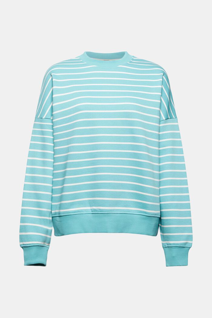 Striped sweatshirt made of organic cotton, TURQUOISE, overview