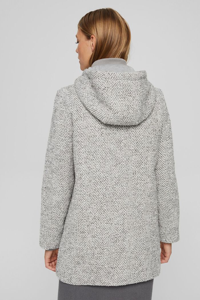 With recycled wool: herringbone coat, LIGHT GREY, detail image number 3