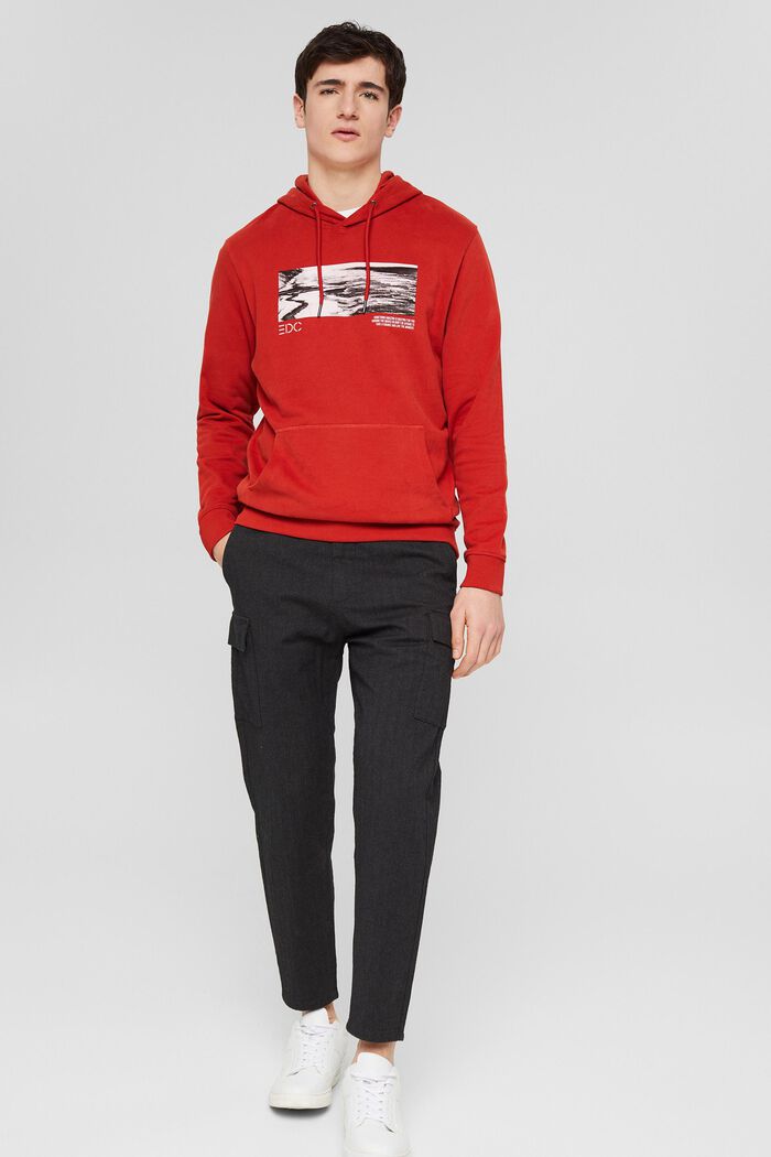 Sweatshirt hoodie with a print, RED ORANGE, detail image number 7