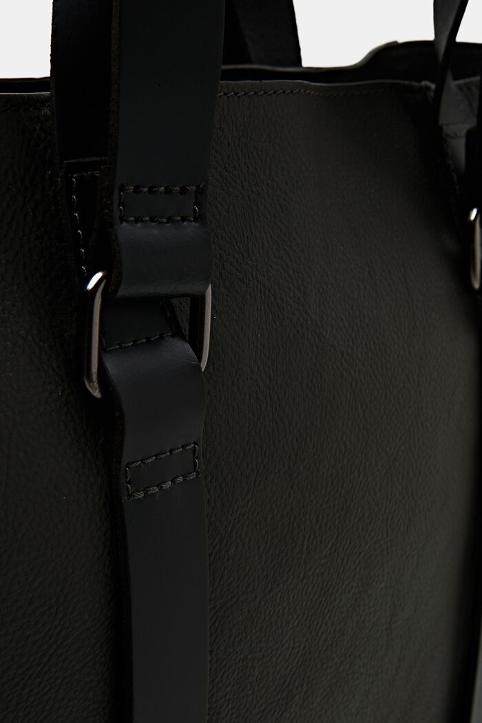 Leather Tote Bag, BLACK, detail image number 1