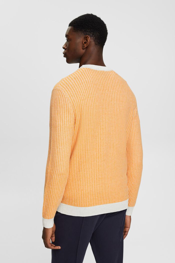 Two-coloured rib knit jumper, LIGHT ORANGE, detail image number 3