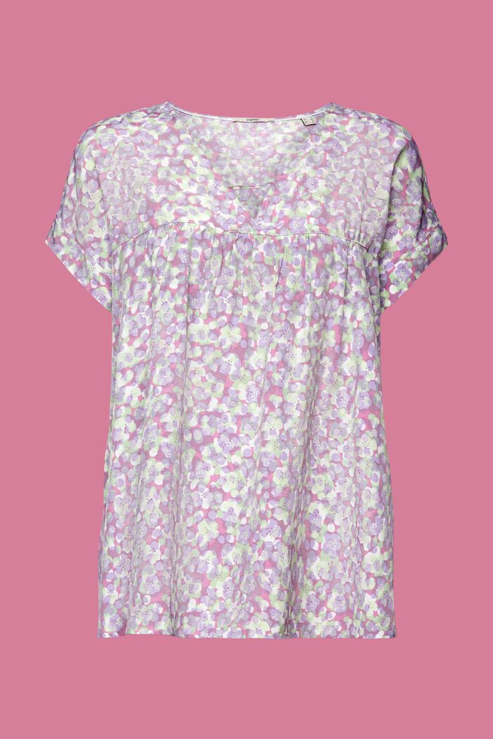 Patterned V-neck blouse, PURPLE, detail image number 6