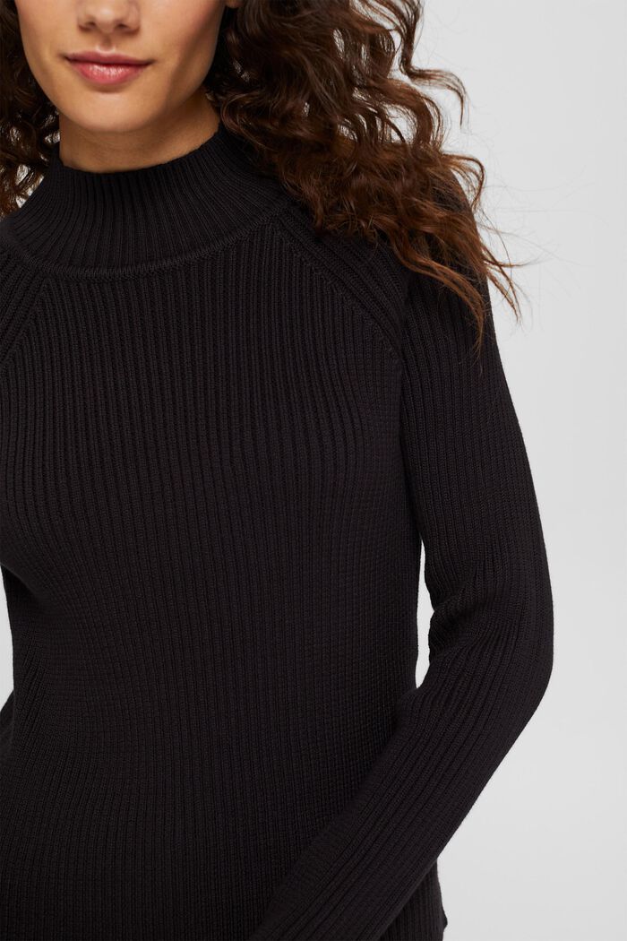 Rib knit jumper made of 100% cotton, BLACK, detail image number 2