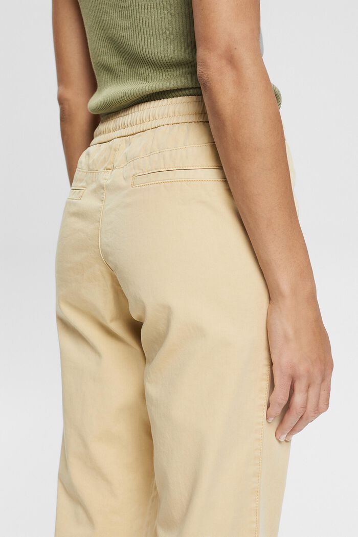 Trousers with a drawstring waistband made of pima cotton, SAND, detail image number 5