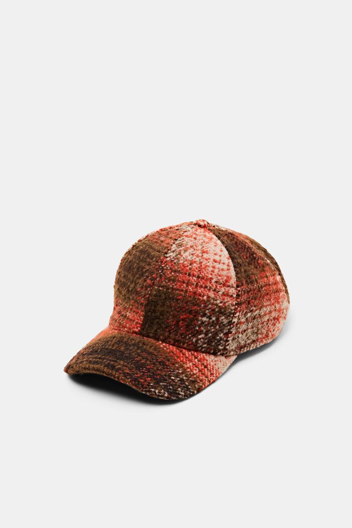 Checked Baseball Cap, TOFFEE, detail image number 0