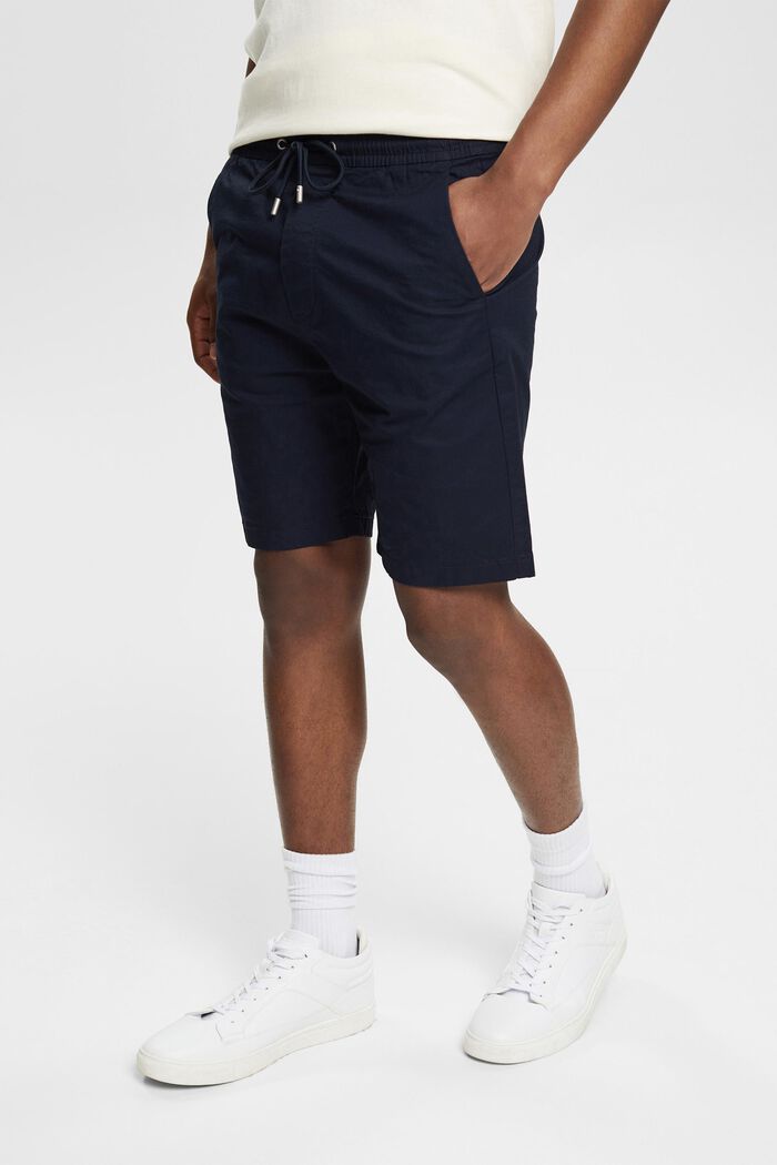 Shorts with an elasticated waistband, organic cotton, NAVY, detail image number 0