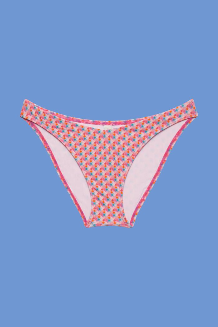 Mini brief bikini bottoms with geometric pattern, PINK FUCHSIA, detail image number 3