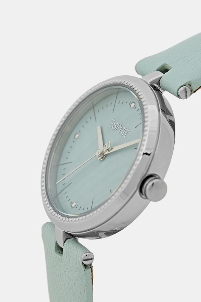 Watch with leather strap, LIGHT GREEN, detail image number 1