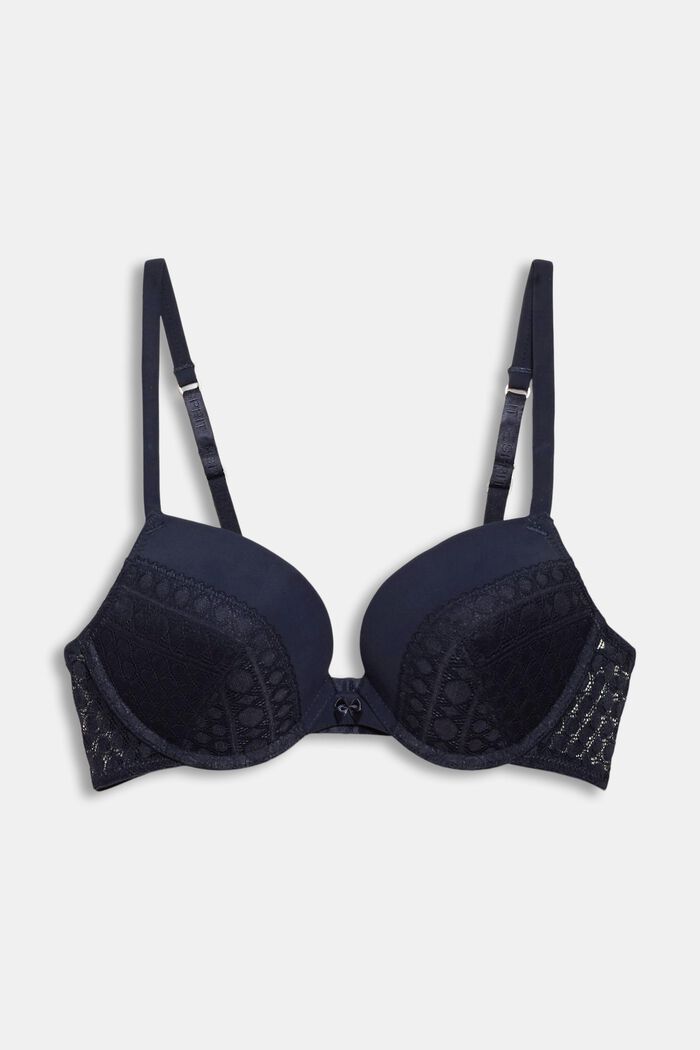 Push-up underwire bra with a lace trim, NAVY, detail image number 0