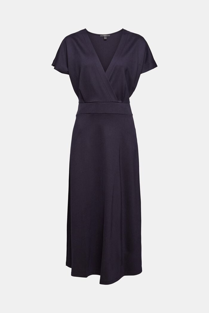 Wrap-over effect jersey dress, NAVY, detail image number 8