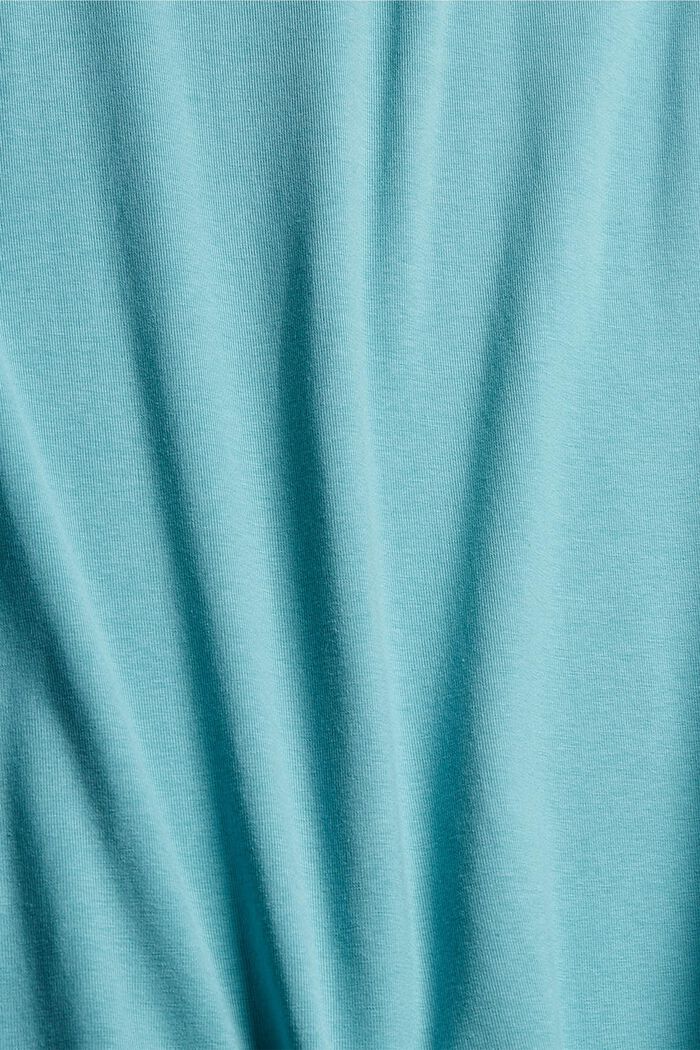CURVY long sleeve top in blended organic cotton, TURQUOISE, detail image number 1