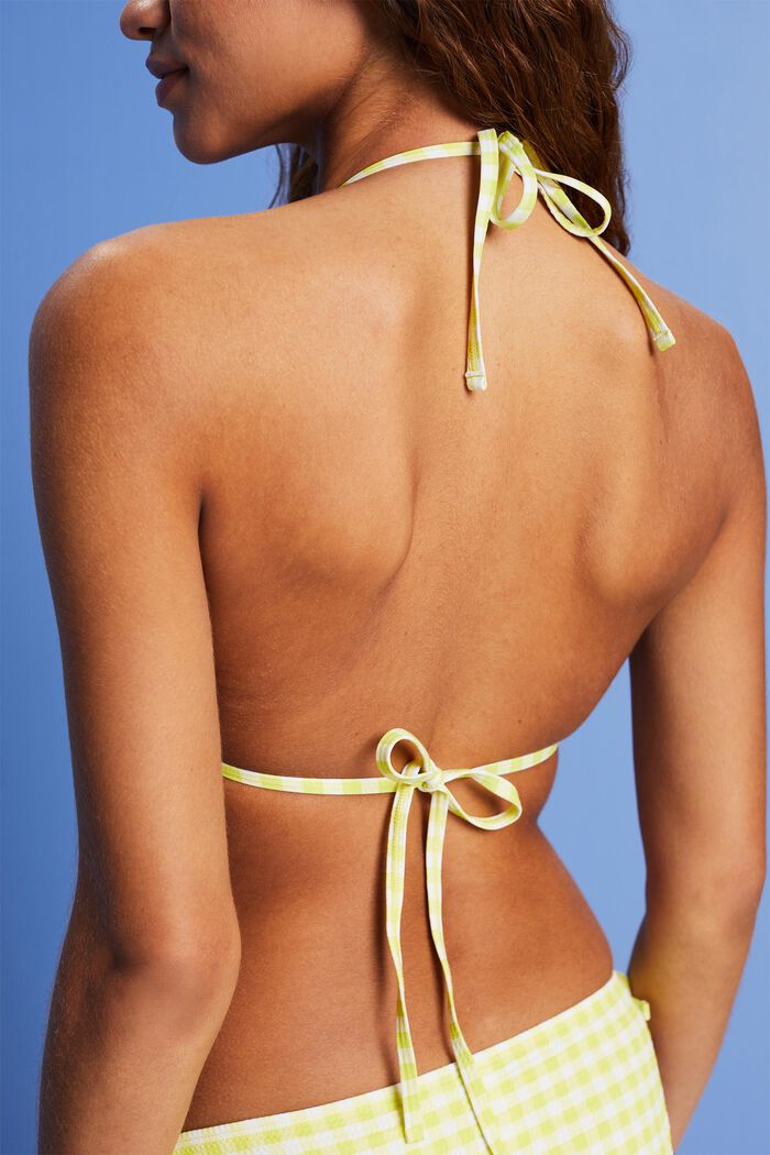 Padded Halterneck Bikini Top, LIME YELLOW, detail image number 3