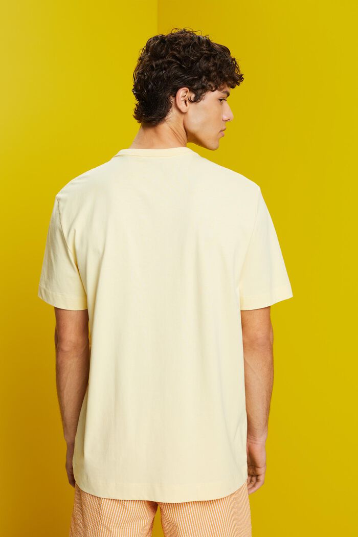 Jersey t-shirt with chest print, 100% cotton, LIGHT YELLOW, detail image number 3