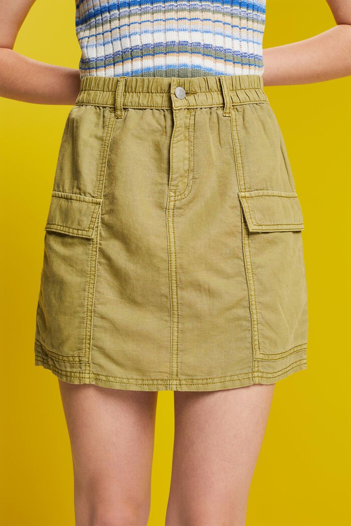 Cargo mini skirt, linen blend, PISTACHIO GREEN, detail image number 2