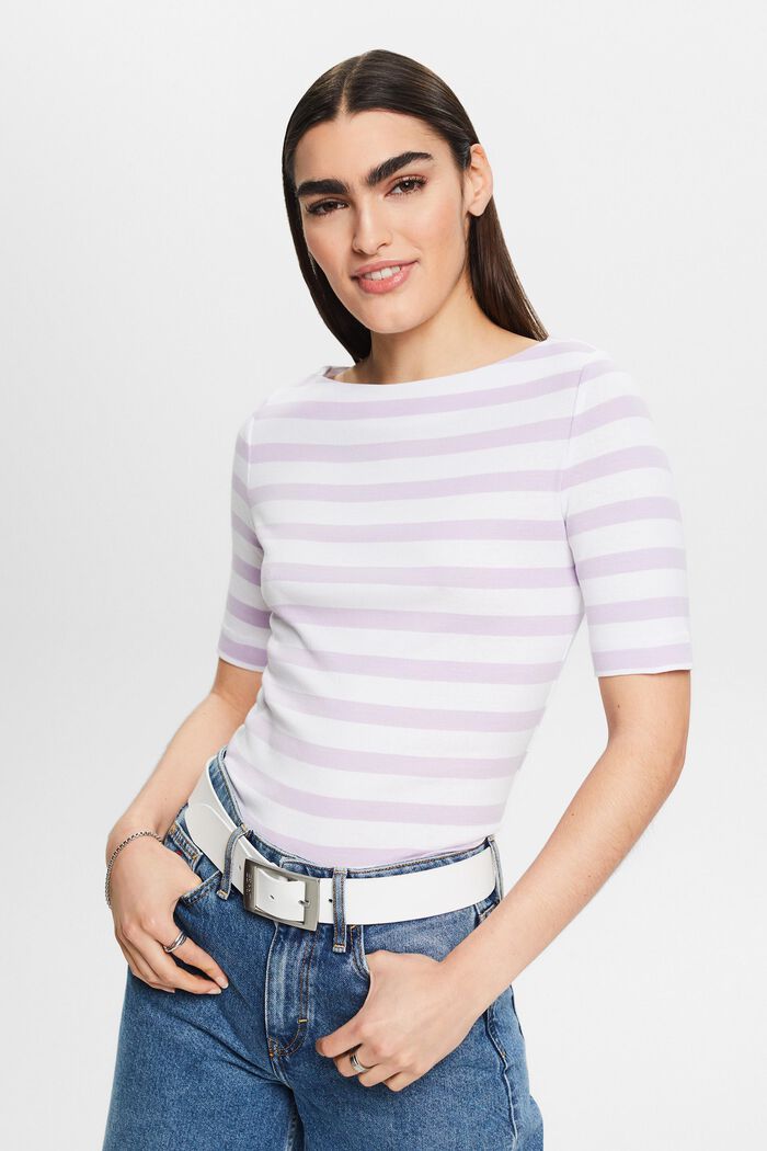 Striped T-Shirt, LAVENDER, detail image number 0