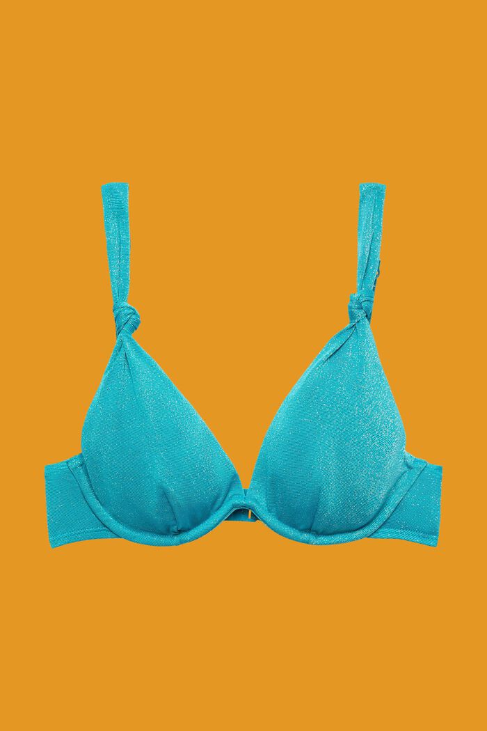 Yalong beach sparkly underwired bikini top, TEAL BLUE, detail image number 4
