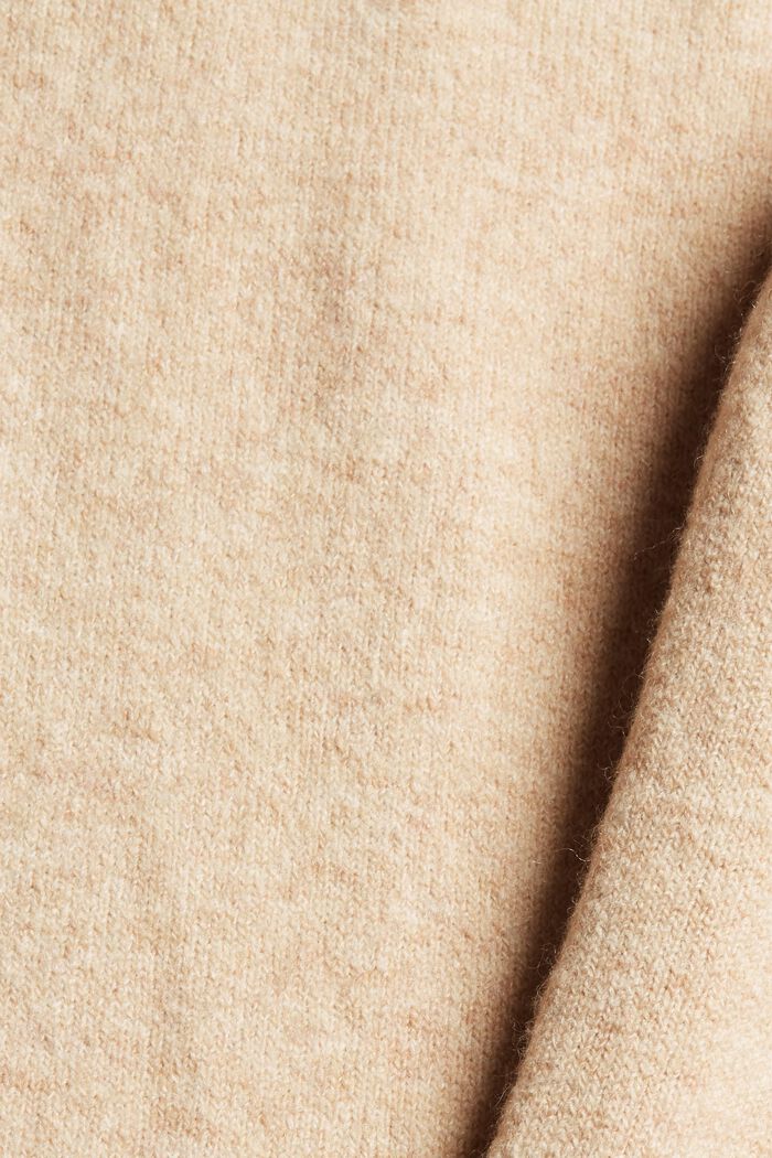 With wool: knitted trousers with a wide leg, SAND, detail image number 4