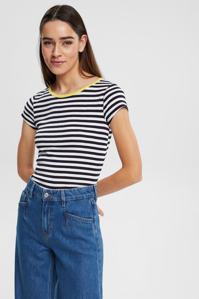 Striped t-shirt with capped sleeves, NAVY, detail image number 4