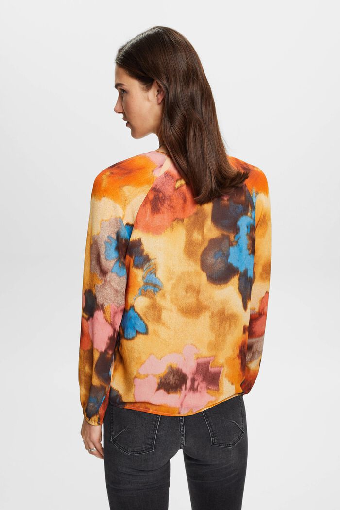 Split-necked top with all-over floral pattern, TAUPE, detail image number 3