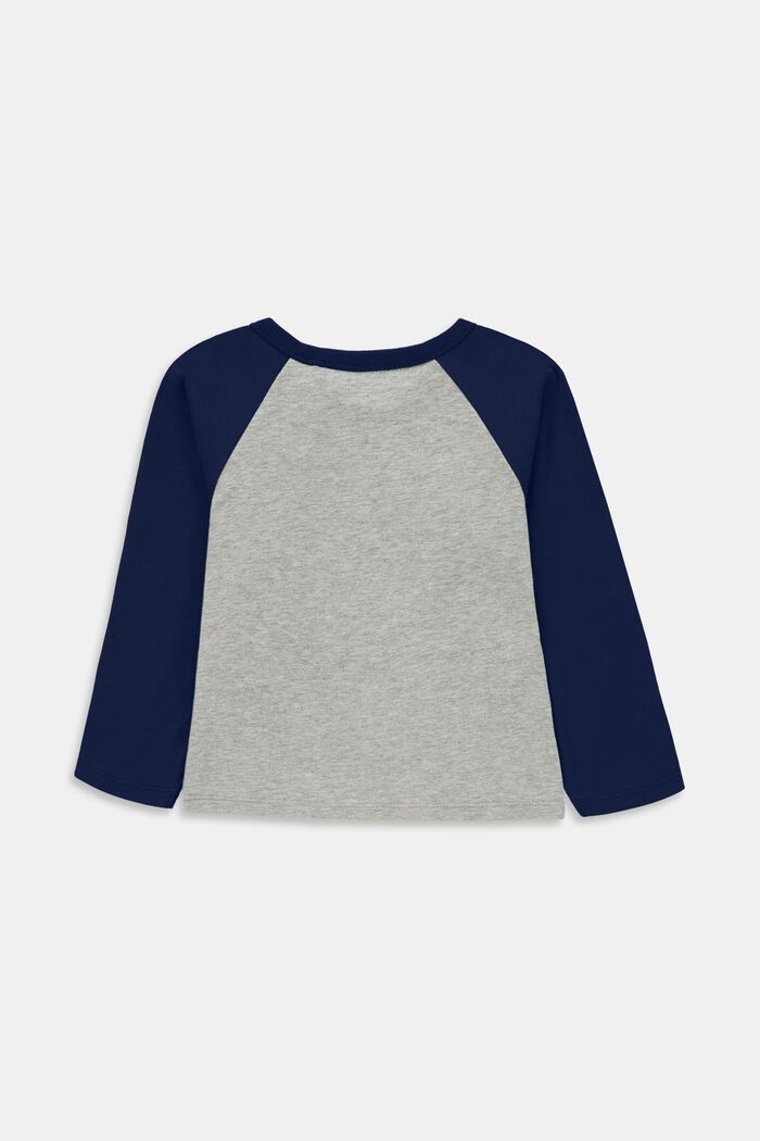 Printed long sleeve top in organic cotton, BLUE, detail image number 1