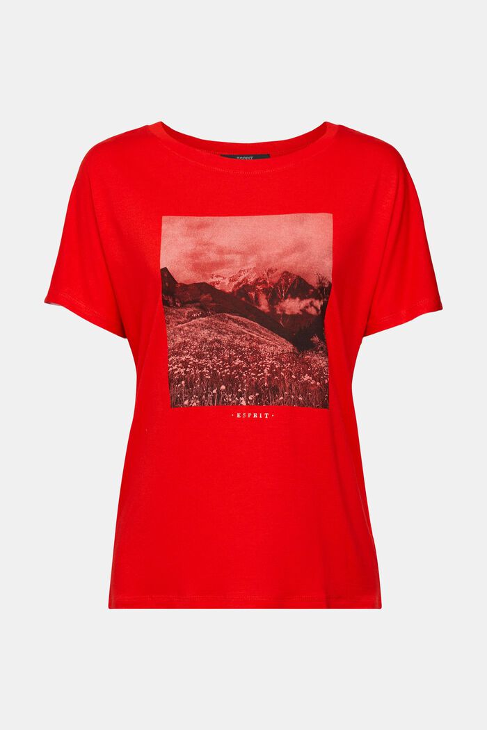 Print t-shirt, LENZING™ ECOVERO™, RED, detail image number 7