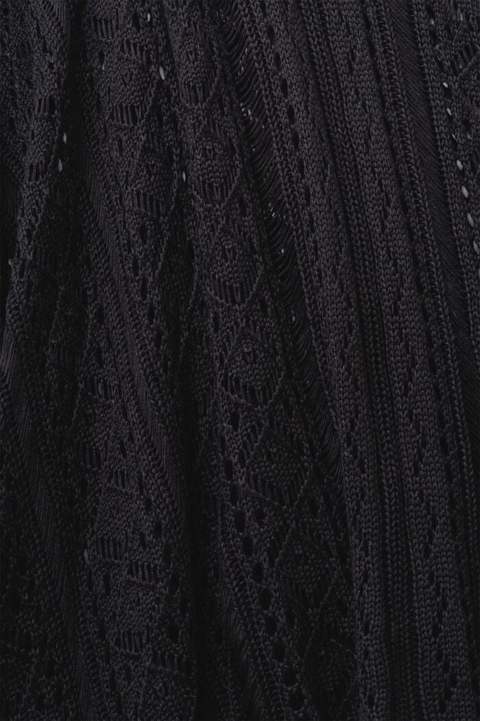 Side-Tie Crochet Poncho, BLACK, detail image number 3