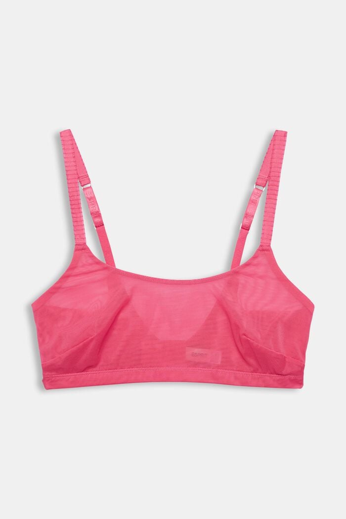 Recycled: unpadded crop top made of mesh, PINK FUCHSIA, detail image number 5